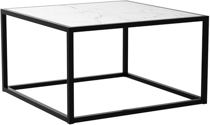 SAYGOER White Coffee Table,Small Square Coffee Table,Modern Center Table for Living Room Office 27.6 * 27.6 * 15.7 Inch, Easy Assembly, White Faux Marble Top - LeafyLoom
