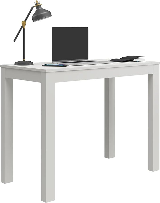 Ameriwood Home Parsons Desk with Drawer, White - LeafyLoom