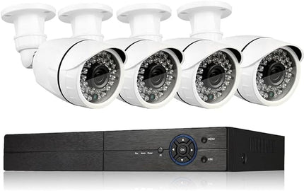 Eversecu 4 Channel Security Camera System 1080P DVR and (4) 1.0MP 720P Weatherproof Cameras Support Night Vison Weatherproof, Motion Alert, Smartphone, PC Easy Remote Access (NO HDD Included) EVERSECU