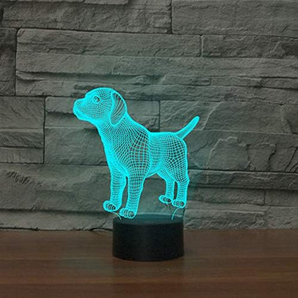 Little Dog Puppy Figure 3D lamp Optical Night Light 7 Colors Changing LED Illusion Lamps Gifts for Girls Kids Baby Girls Daughter Sister Aunt or Mother - LeafyLoom