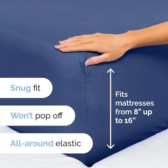 Twin Size 3 Piece Sheet Set - Comfy Breathable & Cooling Sheets - Hotel Luxury Bed Sheets for Women & Men - Deep Pockets, Easy-Fit, Extra Soft & Wrinkle Free Sheets - Navy Blue Oeko-Tex Bed Sheet Set - LeafyLoom