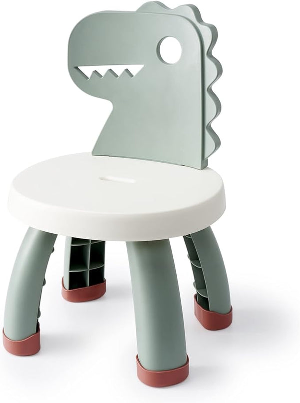 Toddler Chair,Plastic Kids Dino Chair,Sturdy Durable and Lightweight Toddler's Activity Chairs,Anti-Slip Ergonomic Design kids step stool,Indoor or Outdoor Use for Boys Girls Aged 1+ (Green) - LeafyLoom