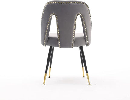 NicBex Dining Chairs Set of 2 Velvet Upholstered Kitchen Dining Chairs with Nailhead Trim for Dining Room-Gray - LeafyLoom