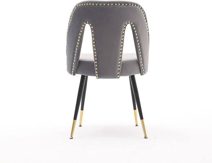 NicBex Dining Chairs Set of 2 Velvet Upholstered Kitchen Dining Chairs with Nailhead Trim for Dining Room-Gray - LeafyLoom