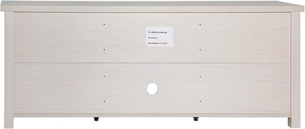 Flash Furniture Sheffield Engineered Wood TV Stand for 80" TVs, Media Console/TV Cabinet with 3 Adjustable Shelves and Glass Doors, White Wash Finish - LeafyLoom