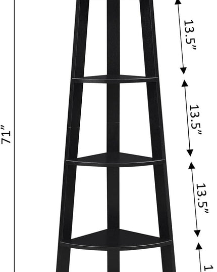 Convenience Concepts Newport 5 Tier Corner Bookcase, Black - LeafyLoom