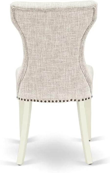 East West Furniture BOGA5-WHI-35 Boston 5 Piece Kitchen Set for 4 Includes a Round Room Table and 4 Doeskin Fabric Parsons Dining Chairs, Linen White, 42x42 Inch - LeafyLoom