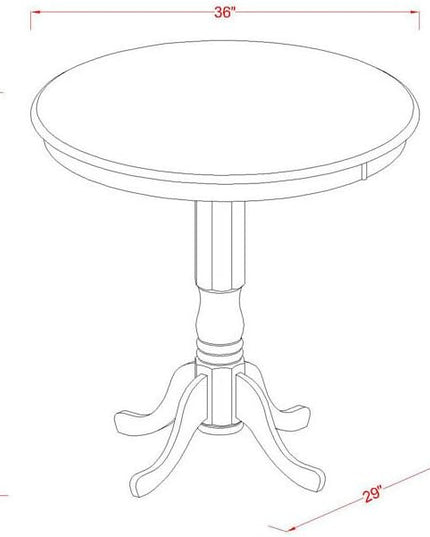 East West Furniture JAGR3-OAK-W 3 Piece Kitchen Counter Height Dining Table Set Contains a Round Wooden Table with Pedestal and 2 Dining Chairs, 36x36 Inch, Oak - LeafyLoom