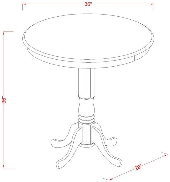 East West Furniture JAGR3-OAK-W 3 Piece Kitchen Counter Height Dining Table Set Contains a Round Wooden Table with Pedestal and 2 Dining Chairs, 36x36 Inch, Oak - LeafyLoom