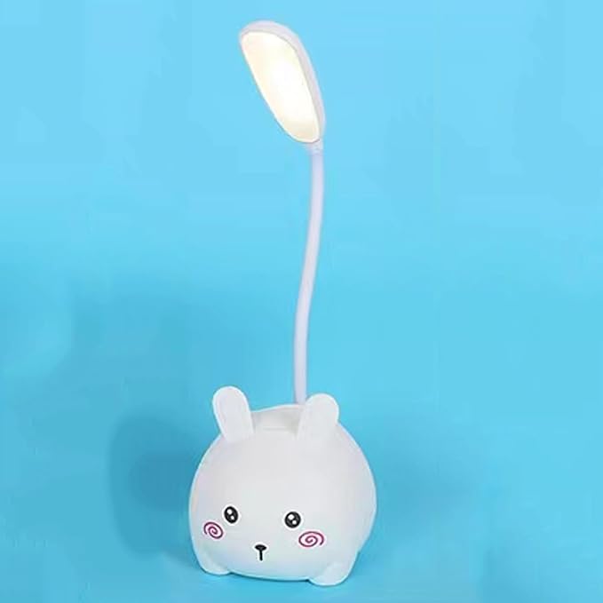 Cute LED Desk Lamp, LED Eye Protection Desk Lamp, Mini Rabbit Lamp, Portable LED Table Light, Foldable Kids Night Light for Bedroom, Living Room, Studing Room (White) - LeafyLoom