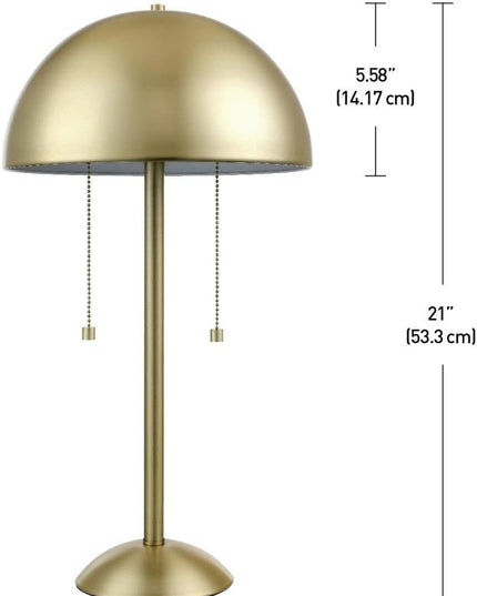 Globe Electric 12976 Haydel 21" 2-Light Table Lamp, Matte Brass, Double On/Off Pull Chain - LeafyLoom