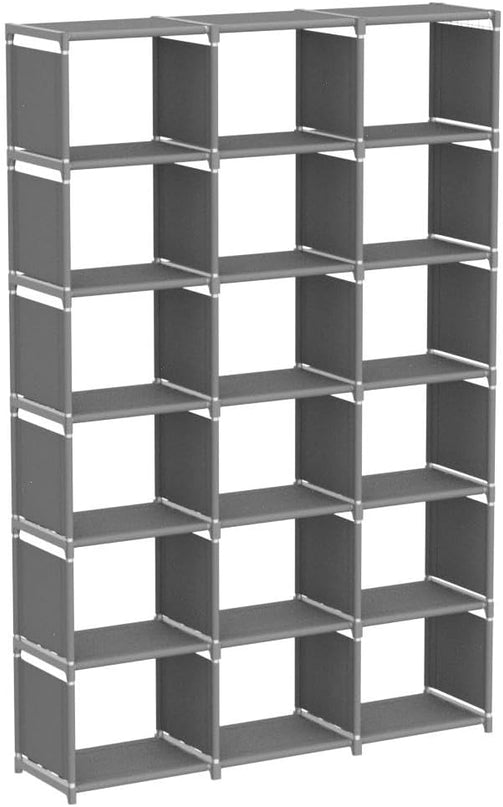 Mavivegue Bookshelf,18 Cube Storage Organizer,Extra Large Book Shelf Organizer,Tall Bookcase Shelf,Book Cases/Shelves,Grey Cube Shelf,Cubbies Closet Shelves for Bedroom,Living Room,Home,Office - LeafyLoom