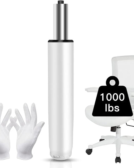 Office Chair Cylinder Replacement,Heavy Duty Gas Lift Cylinder for Office Desk Chairs/Gaming Chair,Gas Lift Hydraulic/Pneumatic Piston, Universal Size (Premium White) - LeafyLoom