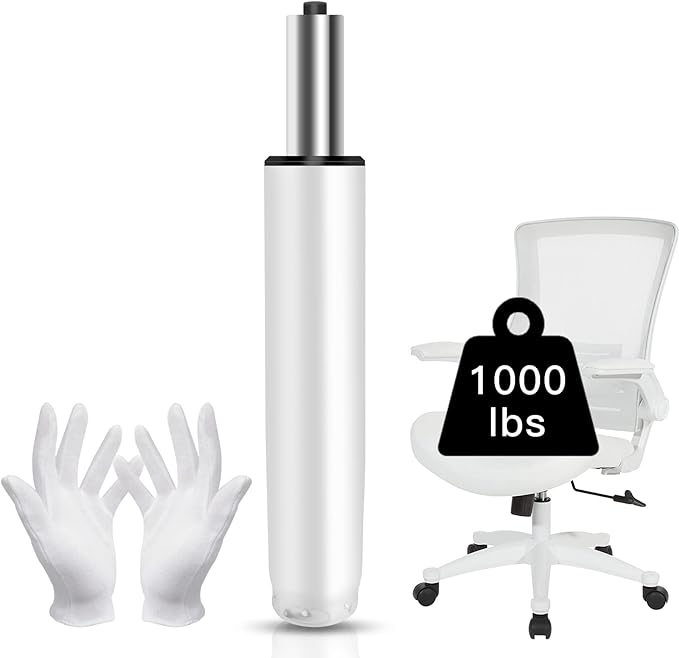 Office Chair Cylinder Replacement,Heavy Duty Gas Lift Cylinder for Office Desk Chairs/Gaming Chair,Gas Lift Hydraulic/Pneumatic Piston, Universal Size (Premium White) - LeafyLoom