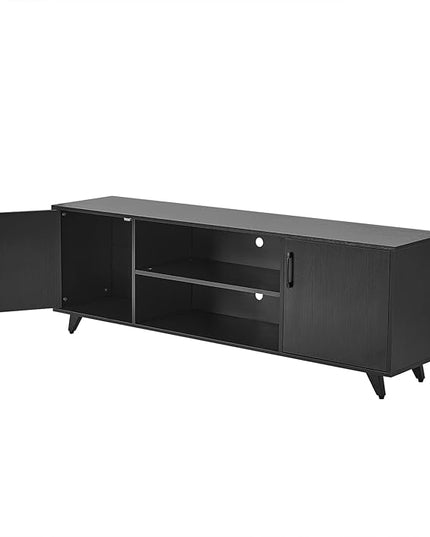 Panana TV Stand Television Stands TV Console Unit with Shelf and 2 Doors Storage Cabinets for Living Room Bedroom for TVs up to 70 Inches (Black, 62.99 inch) - LeafyLoom