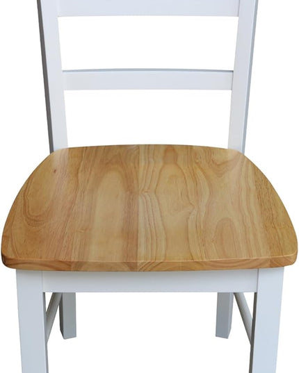 International Concepts Madrid Ladderback Chair, Wood, White/Natural/Set of 2 - LeafyLoom