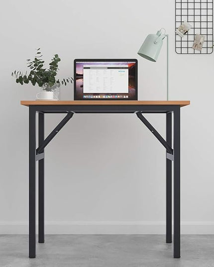 SogesGame 31.5 inches Small Desk Computer Desk for Small Space, Small Folding Table Small Writing Desk Compact Desk Foldable Desk, No Install Needed, Teak Black - LeafyLoom