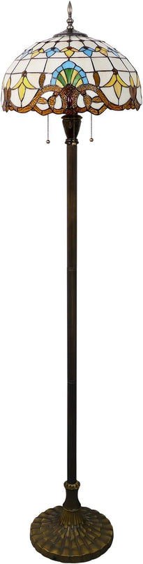 Tiffany Floor Lamp 3 Lights Baroque Stained Glass Standing Reading Light Antique Pole Corner Lamp for Living Room Bedroom Home Office,15.74 inch - LeafyLoom