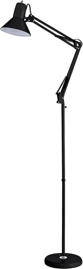 Bostitch Office VLF100F Swing Arm Metal Floor Lamp, 72" Tall with Multi-Joint Adjustment, Includes Replaceable LED Bulb (VLF), Black - LeafyLoom