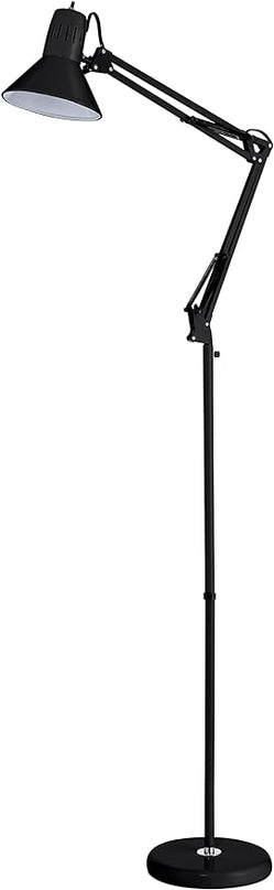 Bostitch Office VLF100F Swing Arm Metal Floor Lamp, 72" Tall with Multi-Joint Adjustment, Includes Replaceable LED Bulb (VLF), Black - LeafyLoom