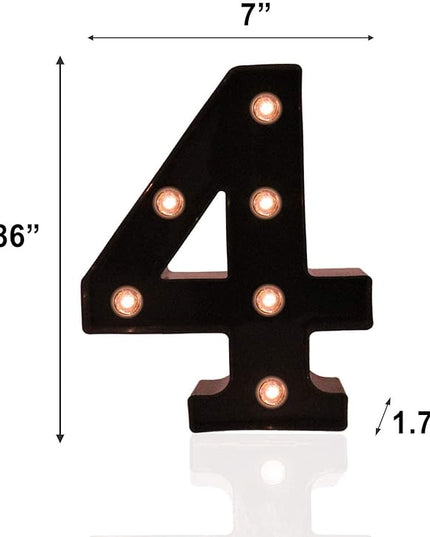 Light Up Black Alphabet Marquee Number Sign LED Marquee Number Lights Sign for Night Light Home Bar Christmas Lamp Birthday Party Wedding Decoration 4 - LeafyLoom