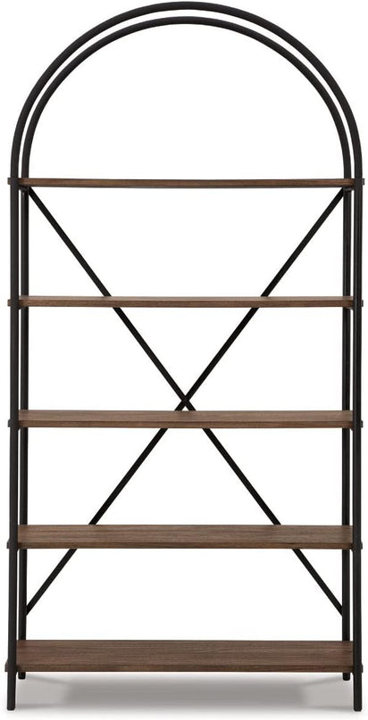 Signature Design by Ashley Galtbury Mixed Media Modern 5 Shelf Bookcase, Brown & Black - LeafyLoom