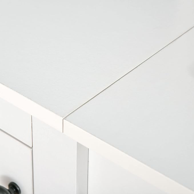 HOMCOM Farmhouse Computer Desk with Hutch and Cabinet, Home office Desk with Storage, for Study, White - LeafyLoom