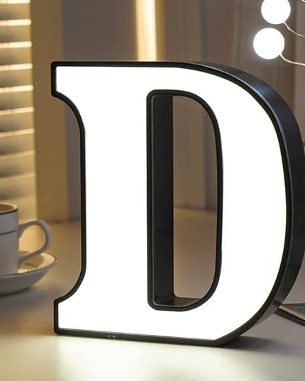 LED Marquee Letter Lights-DIY Marquee Lights up Letter Signs, Dual DC Interface Upgrade Multi-Letter Connection, 26 Alphabet Signs for Wedding, Birthday, Party， Bar Decoration (D) - LeafyLoom