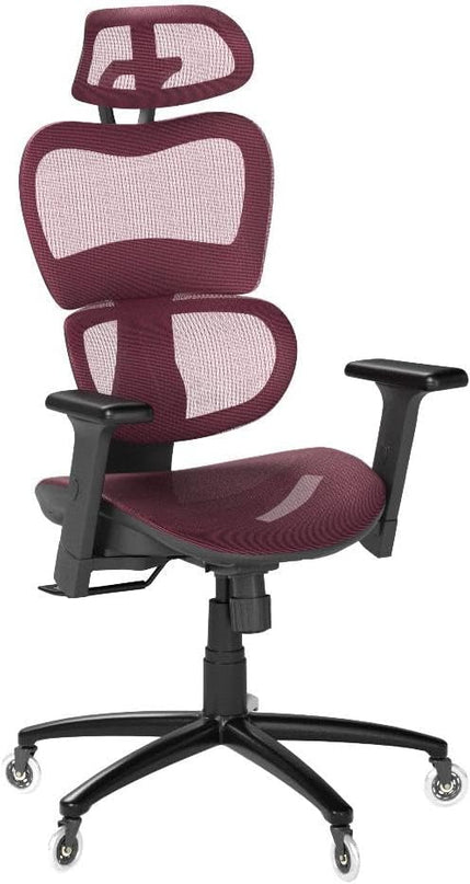Nouhaus Ergo3D Ergonomic Office Chair Lumbar Support Mesh Office Chair with 4D Adjustable Armrest, Adjustable Headrest and Wheels, Mesh High Back Home Office Desk Chairs(Burgundy) - LeafyLoom