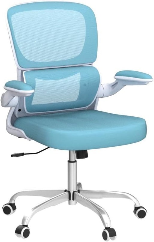 Office Chair, Ergonomic Desk Chair with Lumbar Support and Adjustable Armrests, Comfy Desk Chair Breathable Mesh Mid Back Computer Chair, Reclining Office Chair for Home Office - Blue - LeafyLoom