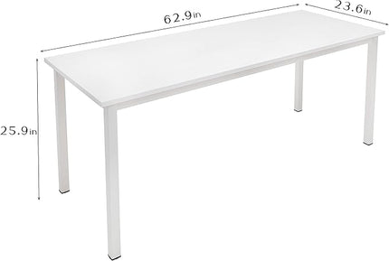 SogesGame Computer Desk, 63 inches Office Desk Computer Table Study Writing Desk Workstation for Home Office, White - LeafyLoom