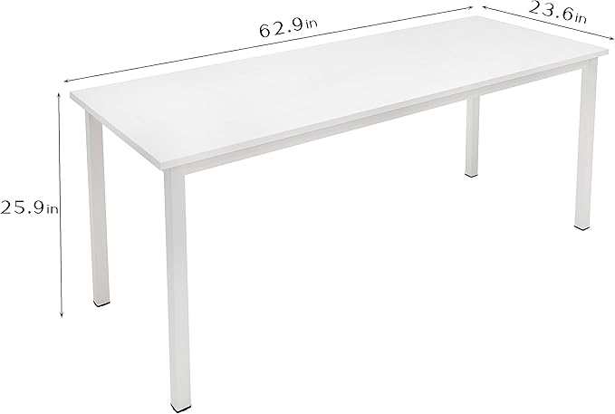 sogesfurniture Large Computer Desk, 62.9 inches Office Desk Computer Desk Gaming Desk Computer Table Sturdy Writing Workstation for Home Office, White - LeafyLoom