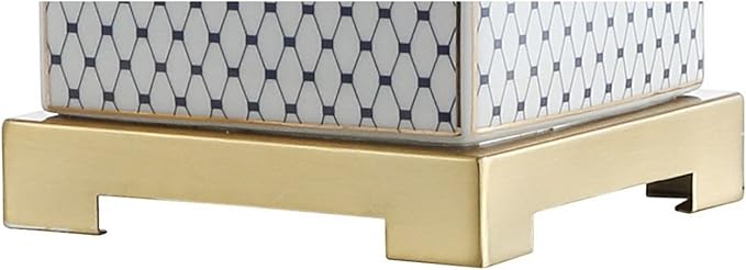 JONATHAN Y JYL3043A Cleo 21.5" Ceramic/Metal Ginger Jar LED Table Lamp Contemporary,Transitional for Bedroom, Living Room, Office, College Dorm, Coffee Table, Bookcase, White/Navy - LeafyLoom