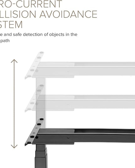 POUT TEKDEC Dual Motor 3-Stage Electric Adjustable Standing Computer Desk Base 24.4” - 51" Height for Home and Office (White) - LeafyLoom