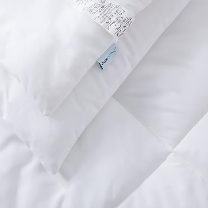 NexHome White King Size Comforter Sets Bed in a Bag 7-Pieces Soft All Season Bedding Sets with Comforter, Pillow Shams, Flat Sheet, Fitted Sheet and Pillowcases - LeafyLoom