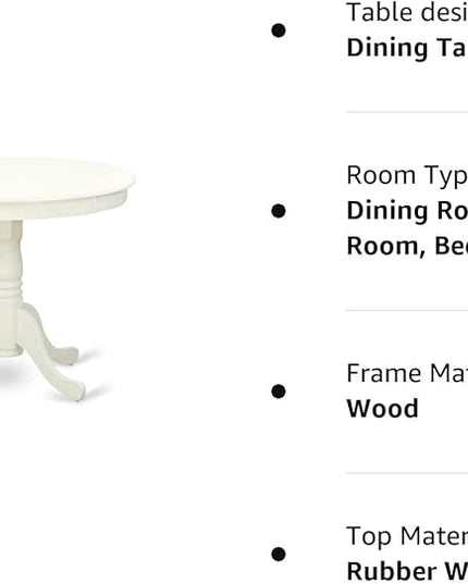 East West Furniture Kitchen Table, 36x36 Inch, ANT-LWH-TP - LeafyLoom