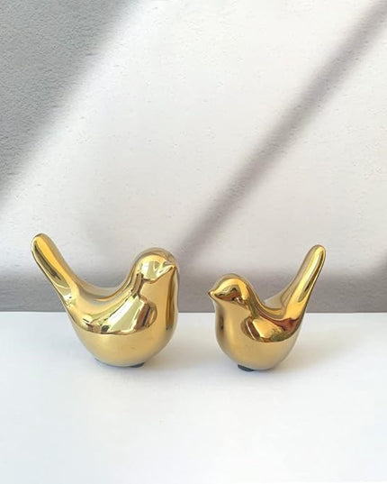 Gold Bedroom Decor Aesthetic, Shelf Decor Birds for Living Room Decor, Small Animal Figurines Decorations for Living Room Home Office Bookshelf TableTop - LeafyLoom