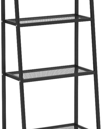 4-Tier Metal Ladder Shelf, Black Ladder Bookshelf Multifunctional Ladder-Shaped Plant Flower Stand Industrial Organizer Rack Storage Shelves for Living Room, Bedroom, Office - LeafyLoom
