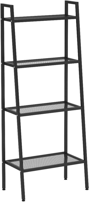 4-Tier Metal Ladder Shelf, Black Ladder Bookshelf Multifunctional Ladder-Shaped Plant Flower Stand Industrial Organizer Rack Storage Shelves for Living Room, Bedroom, Office - LeafyLoom