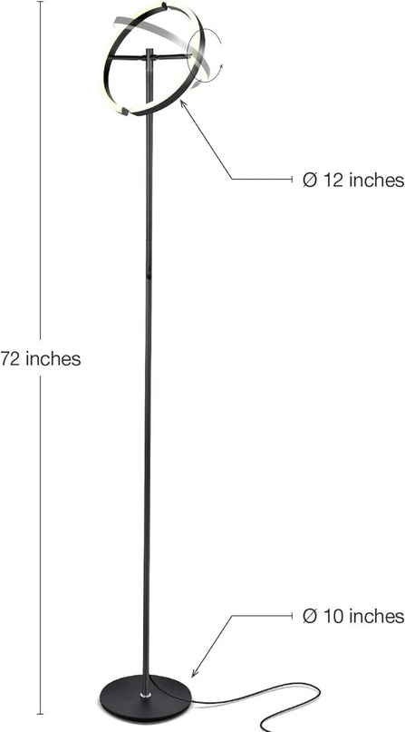 Brightech Halo Split Modern Bright LED Torchiere Floor Lamp for Offices - Dimmable, Tall Standing Lamp for Living Room or Bedroom - Adjustable Light w/Rotating Angles - Jet Black - LeafyLoom