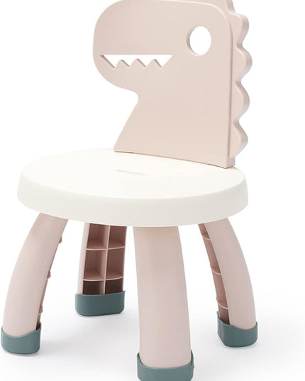 Toddler Chair,Plastic Kids Dino Chair,Sturdy Durable and Lightweight Toddler's Activity Chairs,Anti-Slip Ergonomic Design kids step stool,Indoor or Outdoor Use for Boys Girls Aged 2+ (Pink) - LeafyLoom