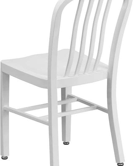 Flash Furniture Commercial Grade White Metal Indoor-Outdoor Chair - LeafyLoom