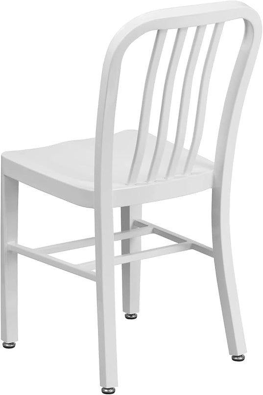 Flash Furniture Commercial Grade White Metal Indoor-Outdoor Chair - LeafyLoom