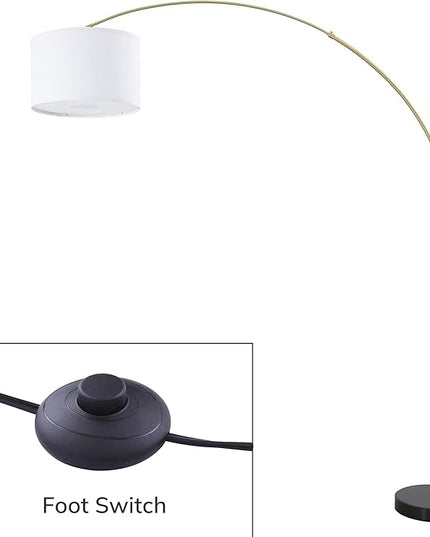 Modern 81" Arc X-LARGE Tall Living Room-Stand Up Arching Drum Shade Large Floor Lamp with Real Marble Base for Dinning/Bedrooms-Corner Lamp for Office Lighting White/Gold (99-6938GLD) - LeafyLoom