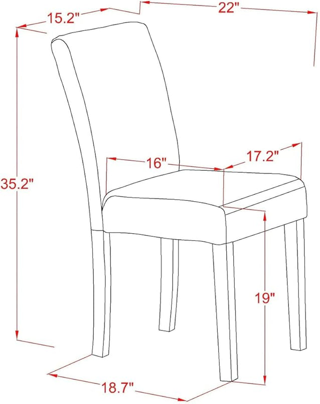 East West Furniture NOAB3-MAH-72 3 Piece Room Set Contains a Rectangle Wooden Table with Butterfly Leaf and 2 Firebrick Red Faux Leather Parsons Dining Chairs, 32x54 Inch - LeafyLoom