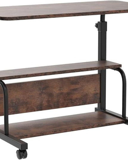 Portable Rolling Desk Adjustable Laptop Desk Small Standing Desk Home Office Desks for Small Spaces Table, 31.5" Rustic Uplift Study Desk Mobile Computer Work Desk on Wheels - LeafyLoom