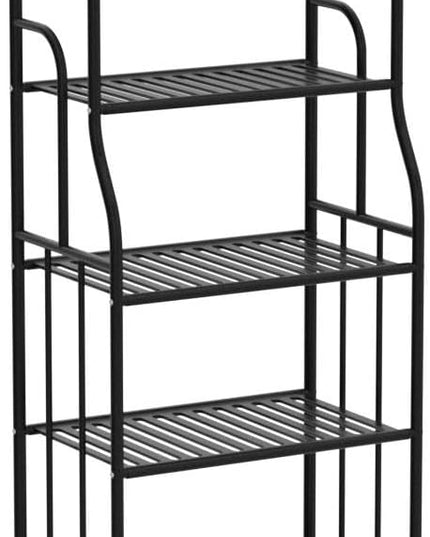 Shelving Unit Bakers Rack Metal Storage Shelves Laundry Shelf Organizer Standing Shelf Units for Laundry Kitchen Bathroom Pantry Closet Indoor and Outdoor (5 Tier, Black) - LeafyLoom
