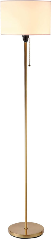 O’Bright Ted - Drum Shade Standing Lamp, Pull Chain Switch, E26 Socket, Modern Minimalist Design, Simple Floor Lamp for Living Room, Bedroom, Office, Antique Brass - LeafyLoom