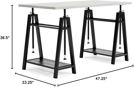 Signature Design by Ashley Bayflynn Mixed Media Adjustable Height Desk, White & Black - LeafyLoom
