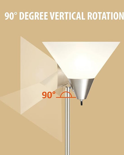 Floor Lamp Standing Lamp Adjustable Head Arcylic Shade Floor Lamps for Living Room/Office/Bedroom (satin nickel) - LeafyLoom